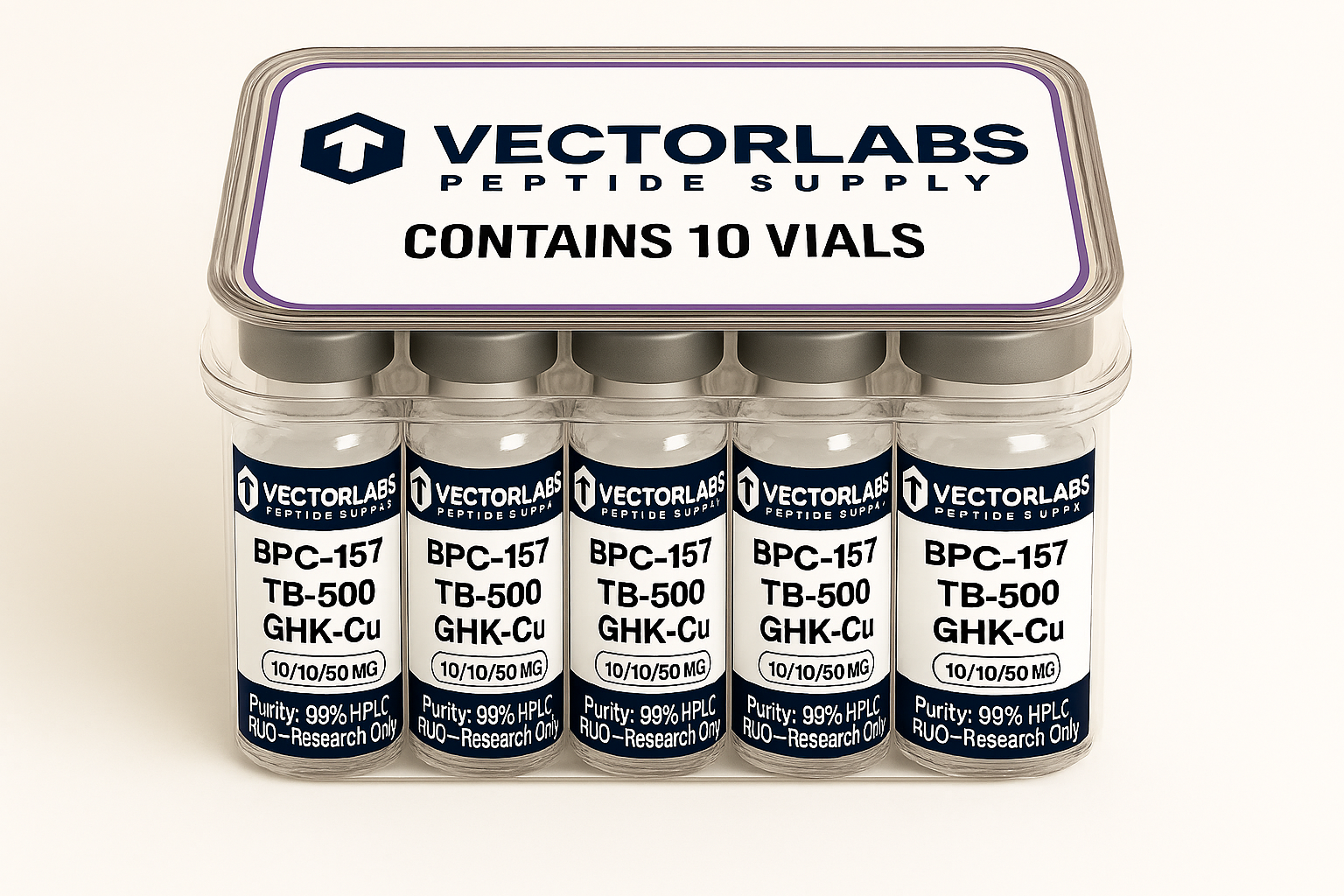 BPC-157, TB-500, GHK-Cu (GLOW Blend) (10 Vial Box)
